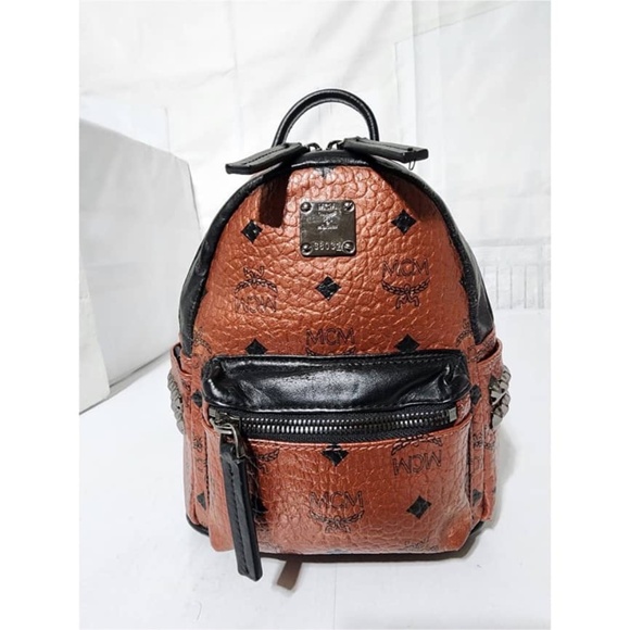 SOLD***Authentic MCM Metallic Visetos Studded X-Mini Bebe Boo Backpack Scooter - Picture 1 of 16